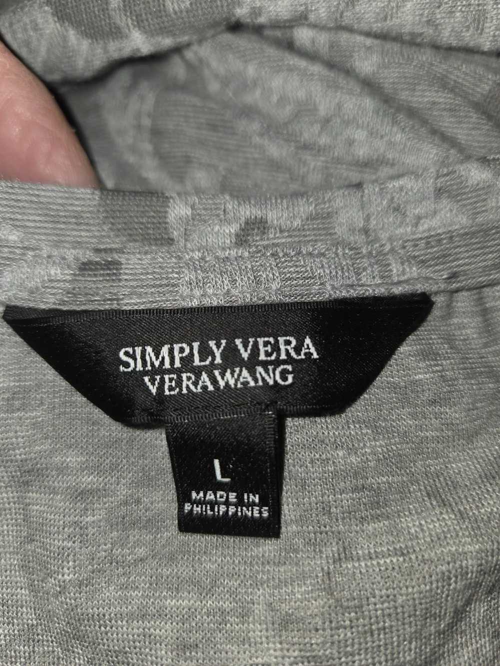 Simply Vera‎ Vera Wang Gray Floral Long Sleeve Tee